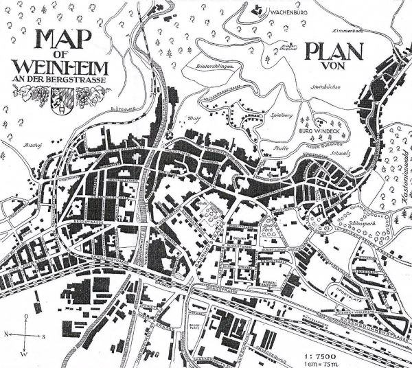 Alter Stadtplan Weinheim.