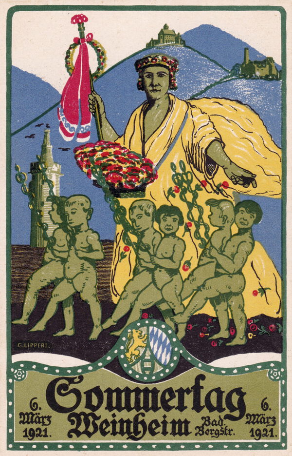 Postkarte zum Sommertagszug 1921.