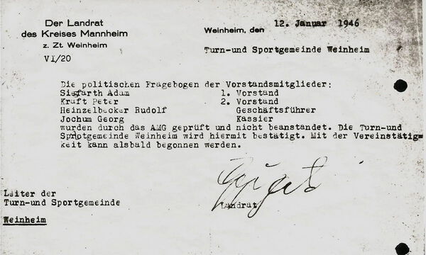 Brief mit Anerkennung der TSG durch die Besatzungsmacht.