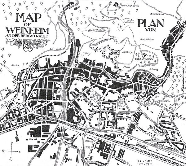 Stadtplan Weinheim Alter Stadtplan Weinheim.