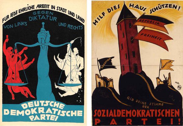 Wahlplakate zur Reichstagswahl.