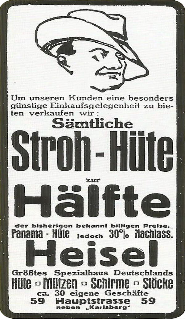 Heisel_Huete_3 Werbeanzeige für Strohhüte.