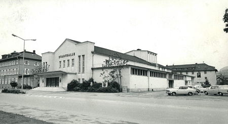 Historische Ansicht der Stadthalle.