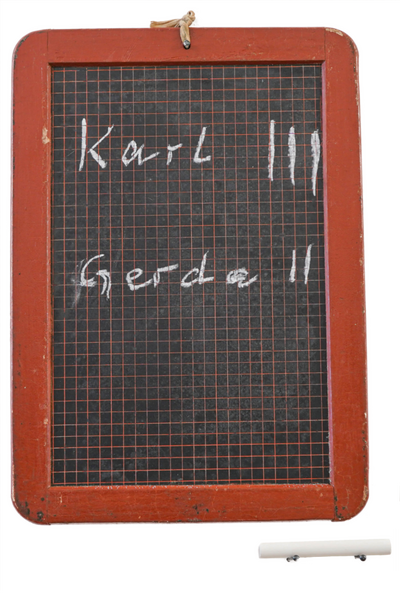 Kreidetafel Kreidetafel, Aufschrieb: Karl: III, Gerda: II