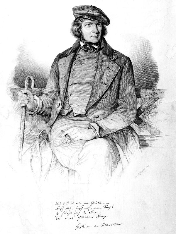 Hoffmann von Fallersleben (Stich von Chr. Hoffmeister, nach einem Bild von E. Fröhlich)